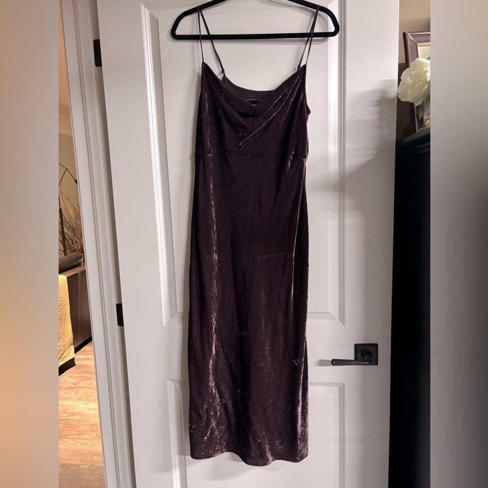 Anthropologie Purple Velvet Spaghetti Strap Dress - Size Small-Perfect Condition